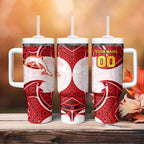 Personalized Dolphins Tumbler With Handle Polynesian Tribal Pattern Style