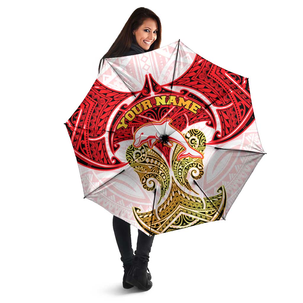 Personalized Dolphins Umbrella Polynesian Tribal Pattern Style