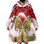 Personalized Dolphins Wearable Blanket Hoodie Polynesian Tribal Pattern Style