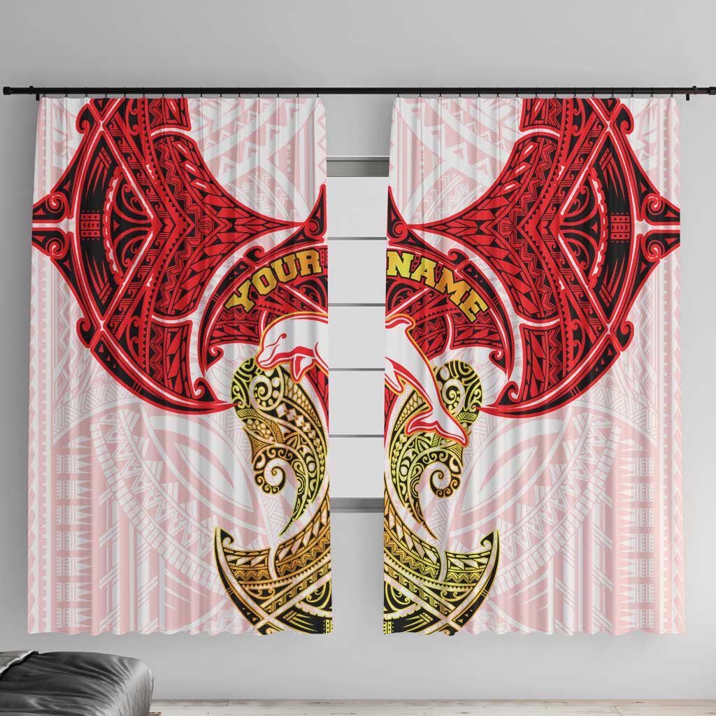 Personalized Dolphins Window Curtain Polynesian Tribal Pattern Style
