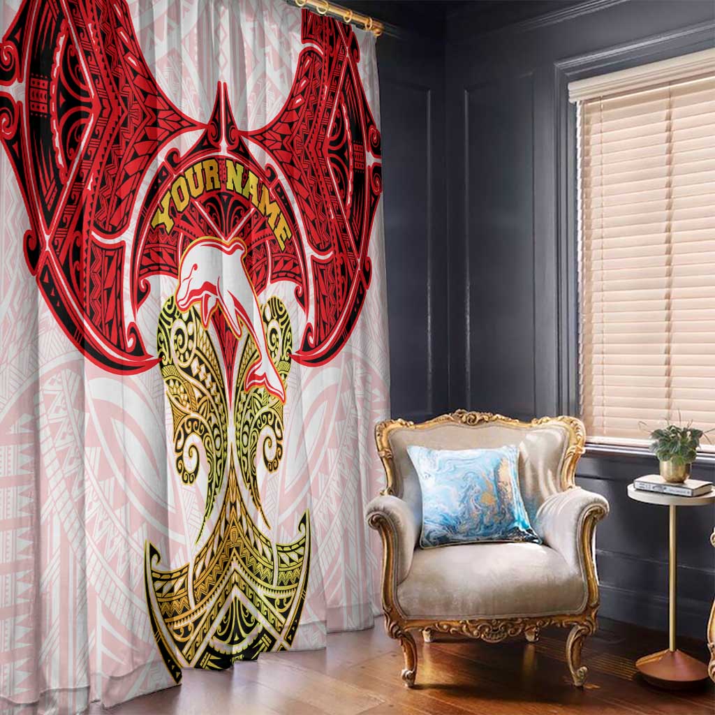 Personalized Dolphins Window Curtain Polynesian Tribal Pattern Style