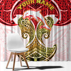 Personalized Dolphins Window Curtain Polynesian Tribal Pattern Style