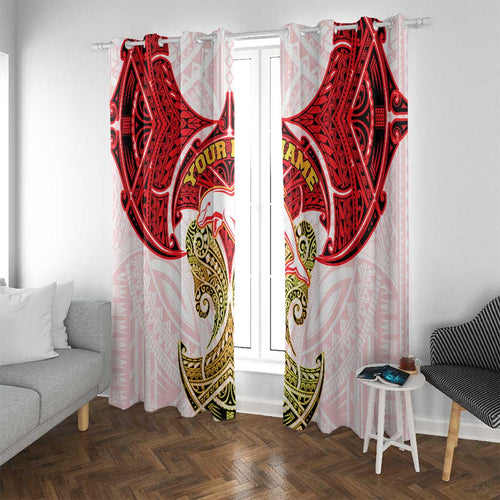 Personalized Dolphins Window Curtain Polynesian Tribal Pattern Style