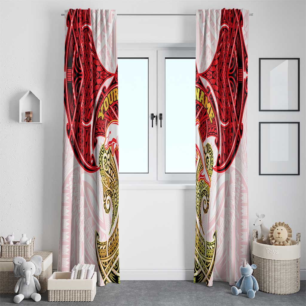 Personalized Dolphins Window Curtain Polynesian Tribal Pattern Style