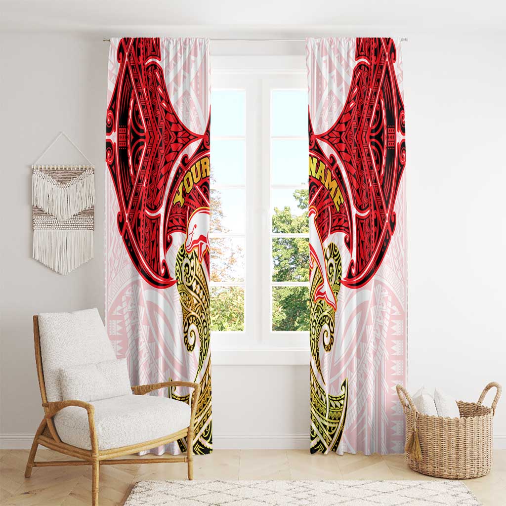 Personalized Dolphins Window Curtain Polynesian Tribal Pattern Style