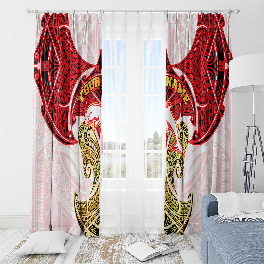 Personalized Dolphins Window Curtain Polynesian Tribal Pattern Style