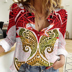 Personalized Dolphins Women Casual Shirt Polynesian Tribal Pattern Style