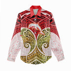 Personalized Dolphins Women Casual Shirt Polynesian Tribal Pattern Style
