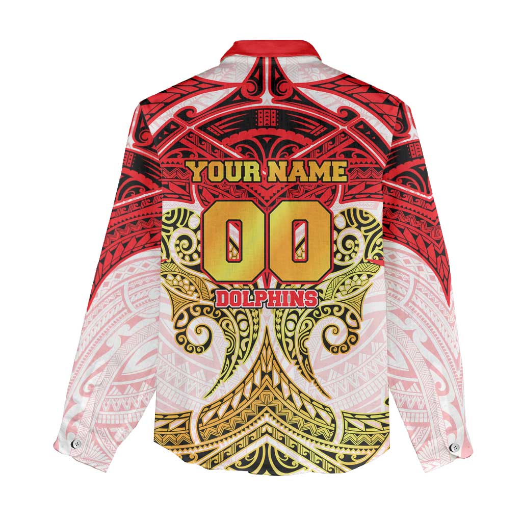 Personalized Dolphins Women Casual Shirt Polynesian Tribal Pattern Style