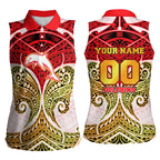 Personalized Dolphins Women Sleeveless Polo Shirt Polynesian Tribal Pattern Style