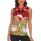 Personalized Dolphins Women Sleeveless Polo Shirt Polynesian Tribal Pattern Style