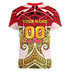 Personalized Dolphins Women V-Neck T-Shirt Polynesian Tribal Pattern Style