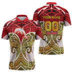 Personalized Dolphins Zipper Polo Shirt Polynesian Tribal Pattern Style