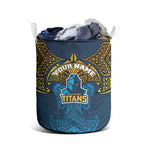 Personalized Gold Coast Titans Laundry Basket Polynesian Tribal Pattern Style