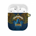 Personalized Gold Coast Titans AirPods Case Polynesian Tribal Pattern Style