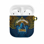 Personalized Gold Coast Titans AirPods Case Polynesian Tribal Pattern Style