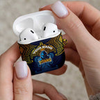 Personalized Gold Coast Titans AirPods Case Polynesian Tribal Pattern Style