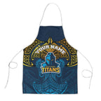 Personalized Gold Coast Titans Apron Polynesian Tribal Pattern Style