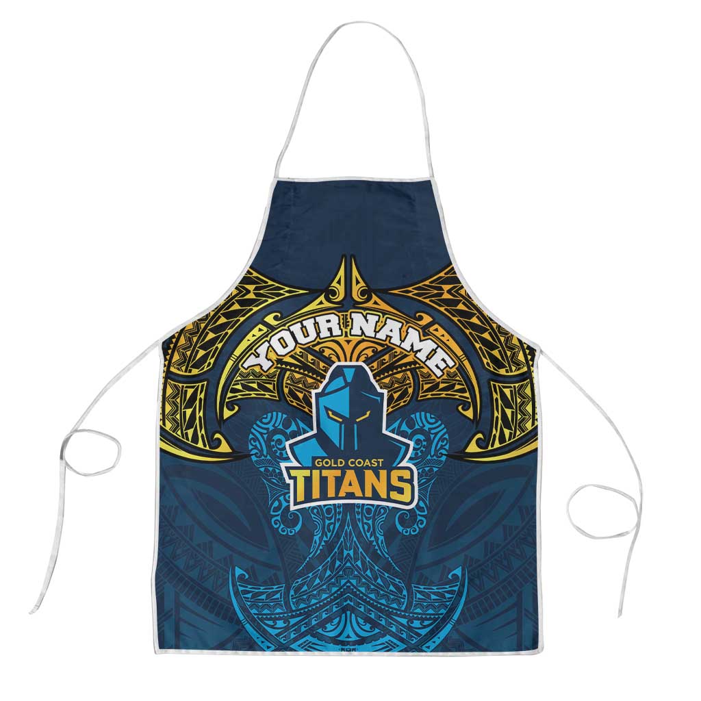 Personalized Gold Coast Titans Apron Polynesian Tribal Pattern Style