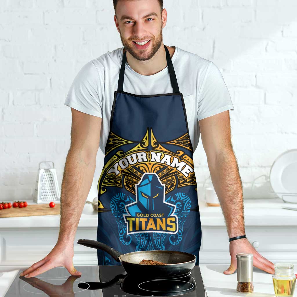 Personalized Gold Coast Titans Apron Polynesian Tribal Pattern Style