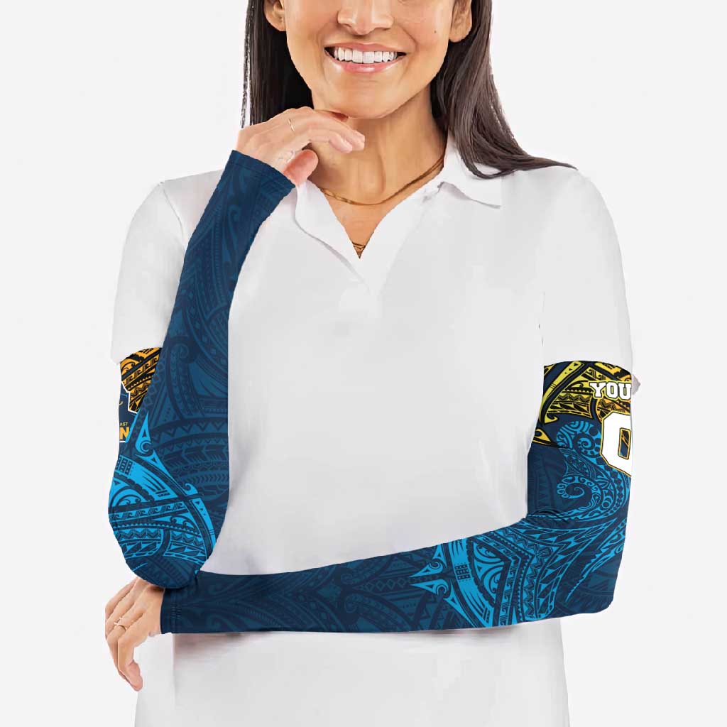 Personalized Gold Coast Titans Arm Sleeves Polynesian Tribal Pattern Style