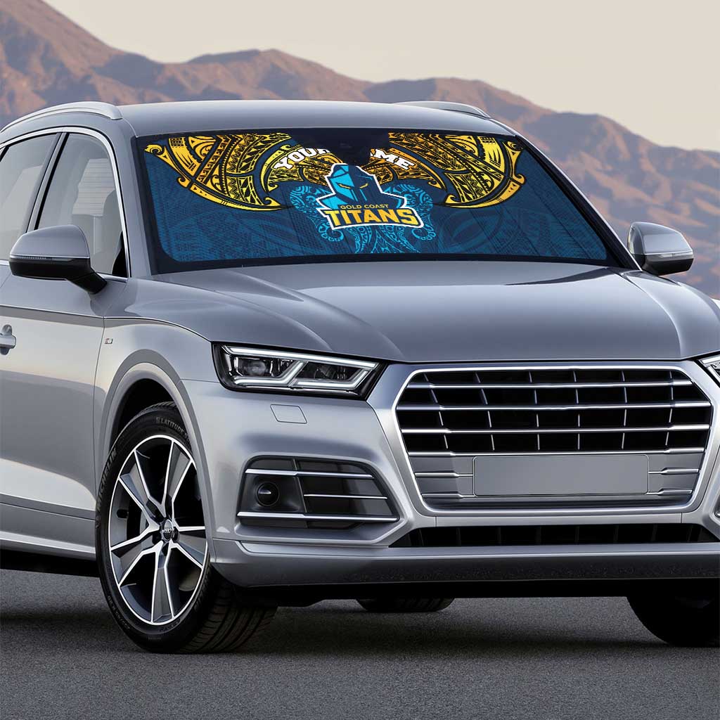 Personalized Gold Coast Titans Auto Sun Shade Polynesian Tribal Pattern Style