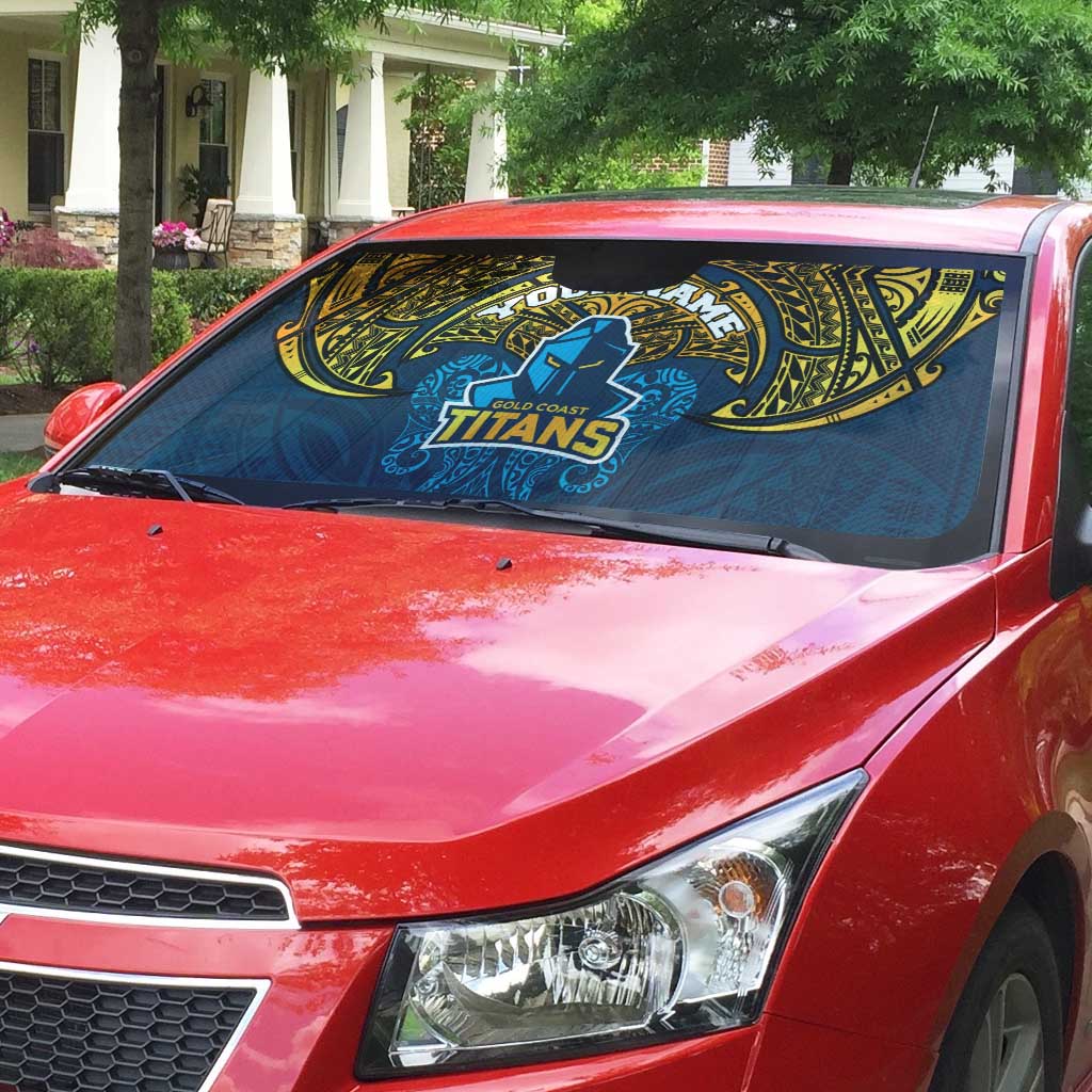 Personalized Gold Coast Titans Auto Sun Shade Polynesian Tribal Pattern Style