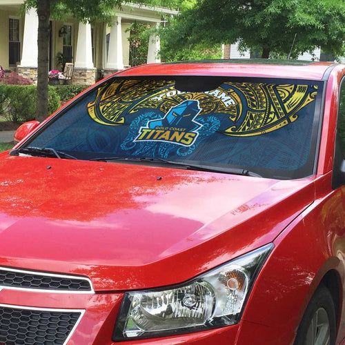 Personalized Gold Coast Titans Auto Sun Shade Polynesian Tribal Pattern Style