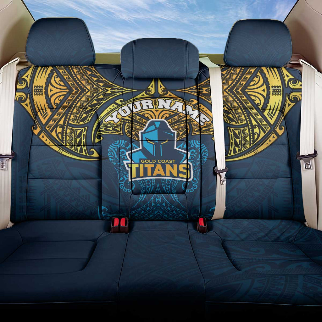Personalized Gold Coast Titans Back Car Seat Cover Polynesian Tribal Pattern Style