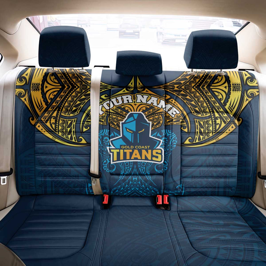 Personalized Gold Coast Titans Back Car Seat Cover Polynesian Tribal Pattern Style
