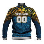 Personalized Gold Coast Titans Baseball Jacket Polynesian Tribal Pattern Style