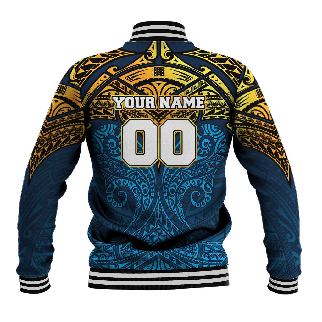 Personalized Gold Coast Titans Baseball Jacket Polynesian Tribal Pattern Style