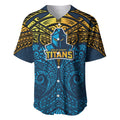Personalized Gold Coast Titans Baseball Jersey Polynesian Tribal Pattern Style