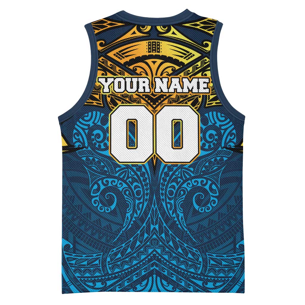 Personalized Gold Coast Titans Basketball Jersey Polynesian Tribal Pattern Style