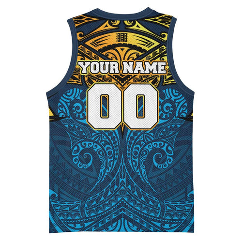 Personalized Gold Coast Titans Basketball Jersey Polynesian Tribal Pattern Style