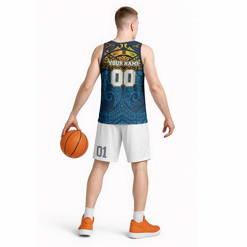 Personalized Gold Coast Titans Basketball Jersey Polynesian Tribal Pattern Style