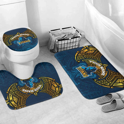 Personalized Gold Coast Titans Bathroom Set Polynesian Tribal Pattern Style