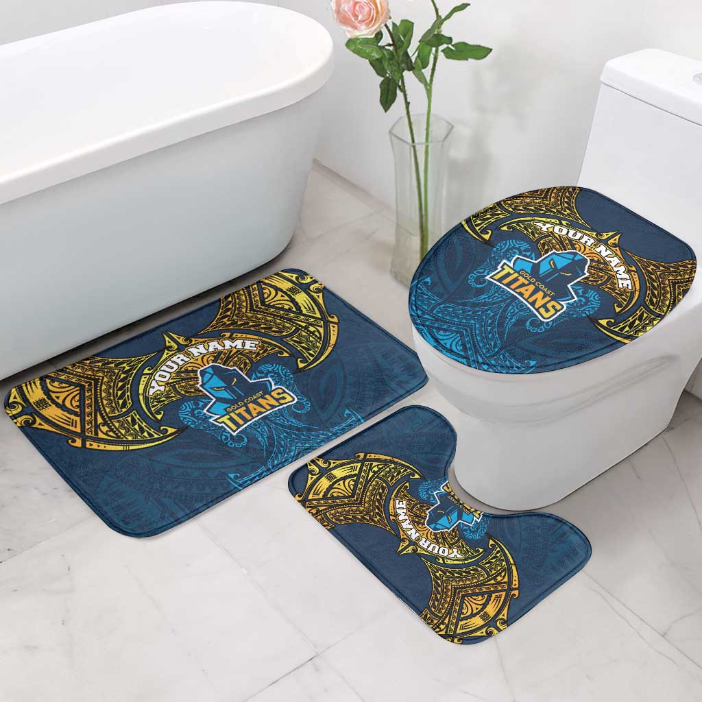 Personalized Gold Coast Titans Bathroom Set Polynesian Tribal Pattern Style