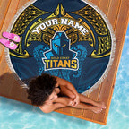Personalized Gold Coast Titans Beach Blanket Polynesian Tribal Pattern Style