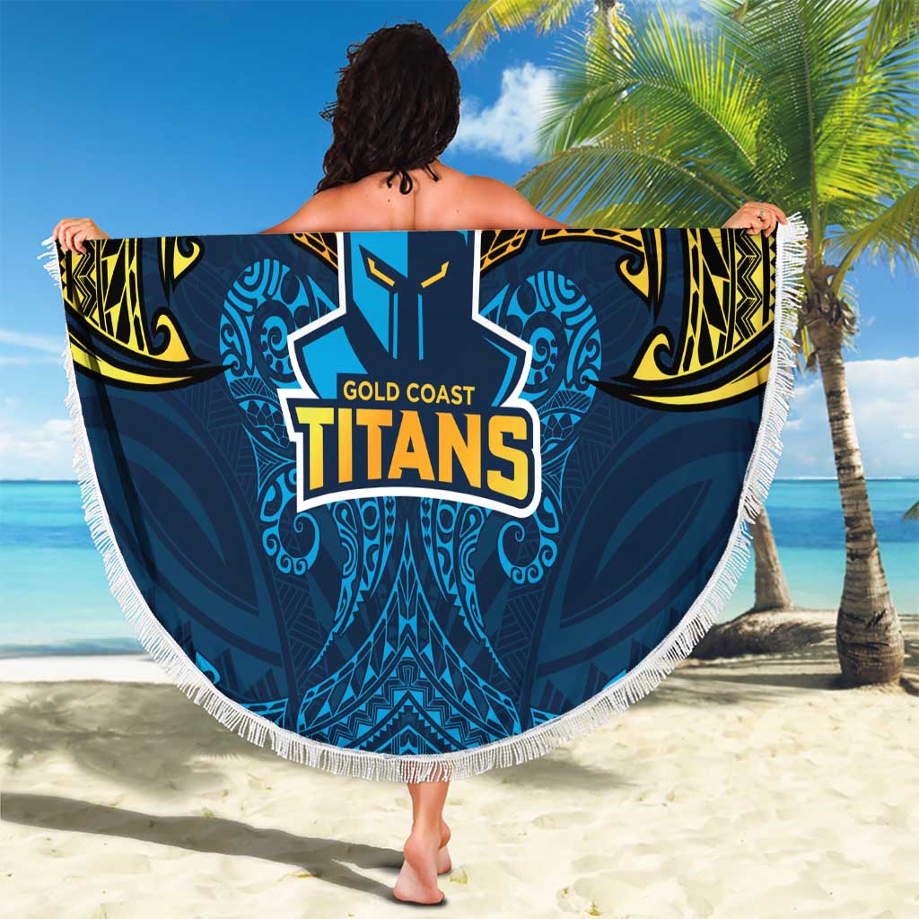 Personalized Gold Coast Titans Beach Blanket Polynesian Tribal Pattern Style