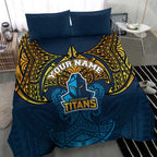 Personalized Gold Coast Titans Bedding Set Polynesian Tribal Pattern Style
