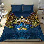 Personalized Gold Coast Titans Bedding Set Polynesian Tribal Pattern Style