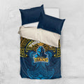 Personalized Gold Coast Titans Bedding Set Polynesian Tribal Pattern Style