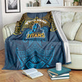 Personalized Gold Coast Titans Blanket Polynesian Tribal Pattern Style