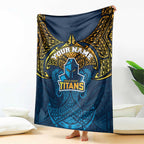 Personalized Gold Coast Titans Blanket Polynesian Tribal Pattern Style