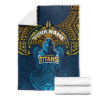 Personalized Gold Coast Titans Blanket Polynesian Tribal Pattern Style