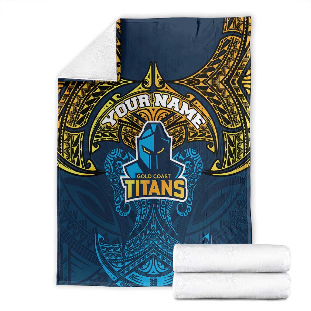 Personalized Gold Coast Titans Blanket Polynesian Tribal Pattern Style