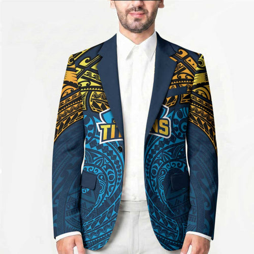 Personalized Gold Coast Titans Blazer Polynesian Tribal Pattern Style