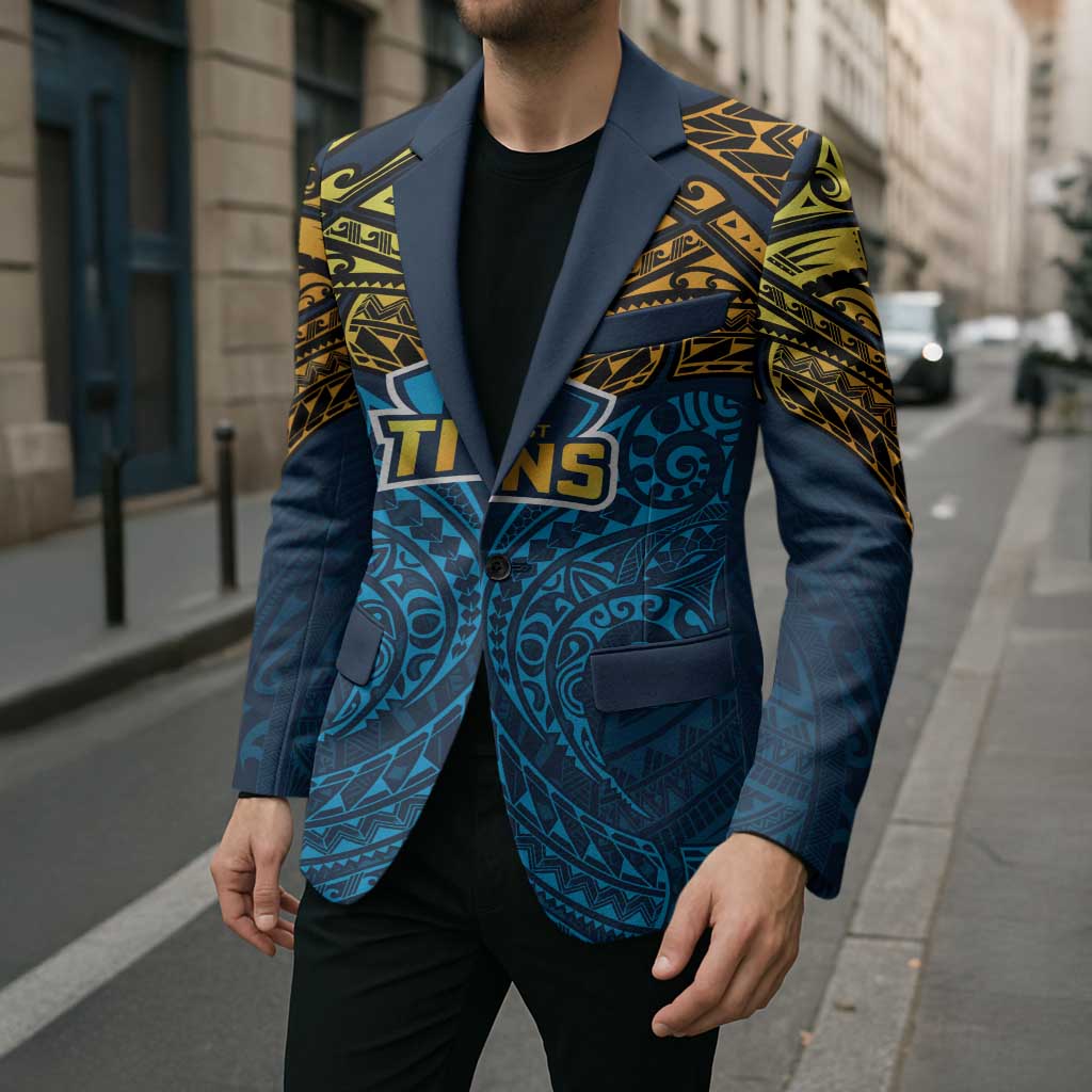 Personalized Gold Coast Titans Blazer Polynesian Tribal Pattern Style