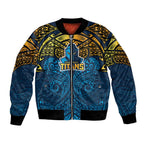Personalized Gold Coast Titans Bomber Jacket Polynesian Tribal Pattern Style